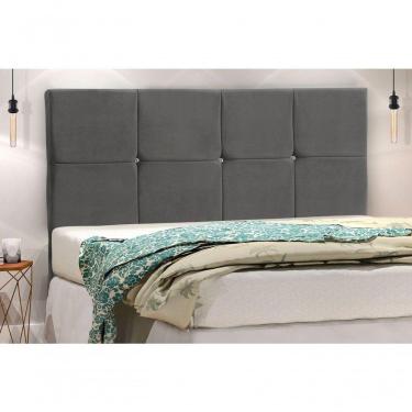 Imagem de Cabeceira Civic Estofada Com Botão De Strass Para Cama Box Solteiro 94cm Chumbo -