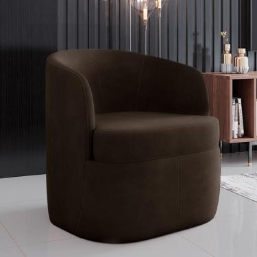 Imagem de Poltrona Decorativa Bel Sala De Estar Base Giratória Veludo Marrom G33 - Gran Belo