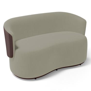 Imagem de Poltrona Namoradeira Aisha 02 Lugares Orgânica Composê Sintético Marrom Suede Bege - Abmaza