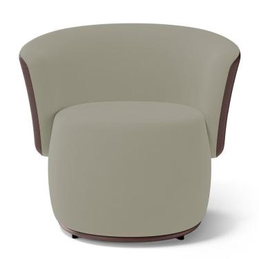 Imagem de Kit 2 Poltronas E 1 Namoradeira Aisha Orgânica Composê Sintético Marrom E Suede Bege - Abmaza