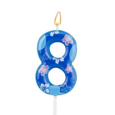 Imagem de Velas com Números Aniversário Desenhos Animados, Azuis Temáticas Anime Topo Bolo Aniversário para Decoração Festa Infantil de Meninos e Meninas (Número 8)