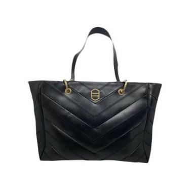 Imagem de Bolsa Feminina Arezzo Couro Shopping De Ombro Grande Preto-Feminino