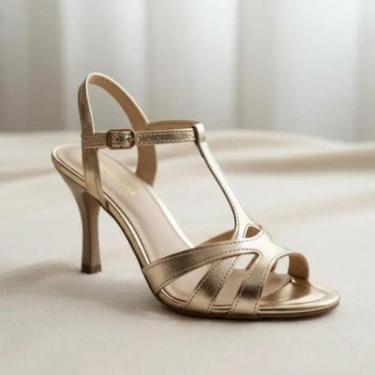 Imagem de Sandália Feminina Salto Fino Namaste Dakota - Dourado-Feminino