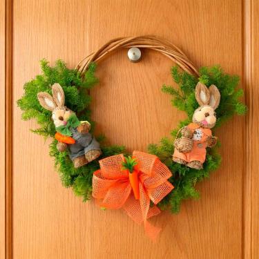 Imagem de Guirlanda Casal Coelho Decoração Enfeite Páscoa Arranjo 45cm