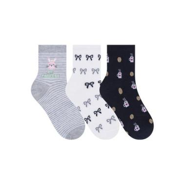 Imagem de Kit/3 Meia Soquete Selene 7451.001 Feminina Estampas Algodão T.34/39, 