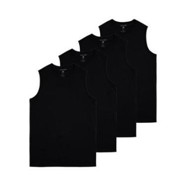 Imagem de Kit com 4 Camisetas Masculina Regata Malwee 1000004421 Azul Marinho-Masculino