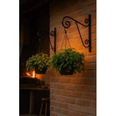 Imagem de Kit 2 Suportes Ferro Preto Rústico Parede- Vaso Xaxim - Tdecor Teodoro