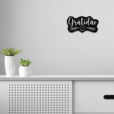 Imagem de Placa Gratidão Recorte Mdf Motivacional 35X18cm Sala Parede - Decorase