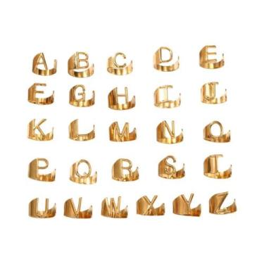 Imagem de Anel Ajustável De Aço Inoxidável Vintage Luxuoso Com 26 Letras Para Mu