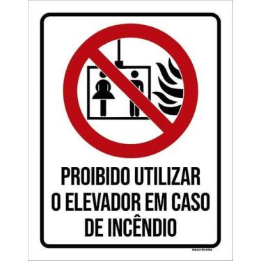 Imagem de Kit 10 Placa Acm Utilizar Elevador Caso Incêndio Ícone 18X23 - Sinaliz