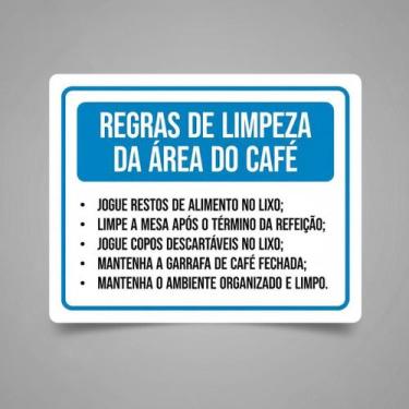 Imagem de Placa Acm Regras Limpeza Área Café 18X23 - Sinalizo