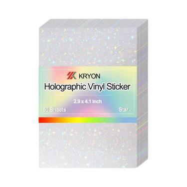 Imagem de Papel Adesivo Holográfico 50 Folhas 6 Estilos 2.9 X 4.1 Polegadas Vini