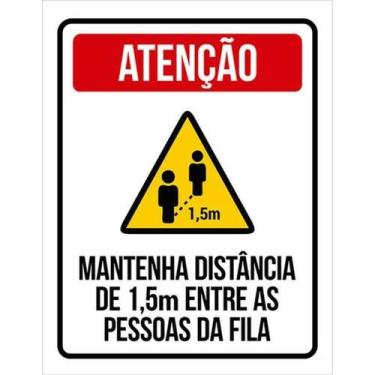 Imagem de Kit 10 Placas Atenção Mantenha Distância 27X35 - Sinalizo