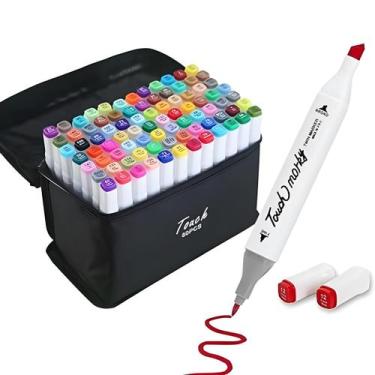 Imagem de Conjunto de Canetas Marcador Permanente Ponta Dupla 80 Cores - Estoque