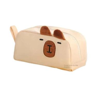 Imagem de Estojo De Lápis 3D Em Pelúcia Preto De Grande Capacidade, Material Esc