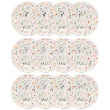 Imagem de Jogo 12 Pratos Fundos Oxford Jardim Secreto 20,5 cm Cerâmica Decorada