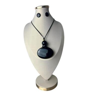 Imagem de Maxi colar pedra em resina atemporal delicado feminino luxo - MLBpel, 