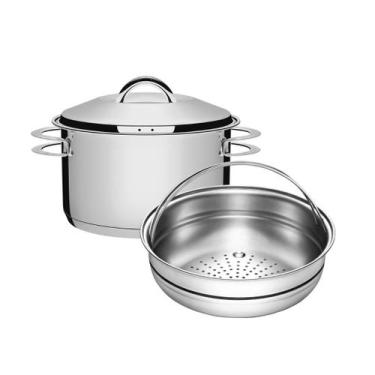 Imagem de Panela e Cuscuzeira Inox Solar Tramontina 20cm para Cozimento a Vapor