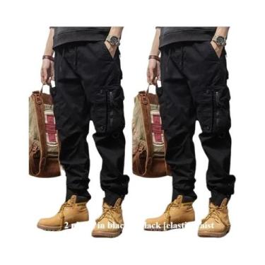 Imagem de Calças Jeans Masculinas Oversized De Lona 24oz Com Múltiplos Bolsos Pa