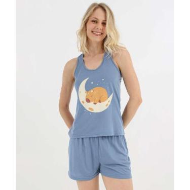 Imagem de Pijama Feminino Nadador Capivara Marisa Azul-72020, Azul, GG