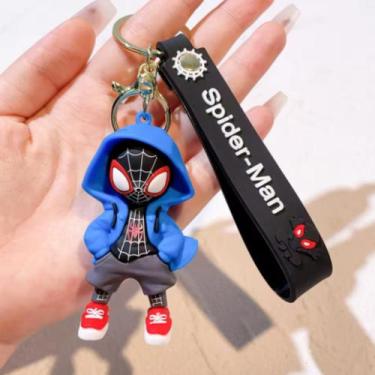 Imagem de Chaveiro com Boneco Homem Aranha Miles Morales azul e preto Teia - Gen