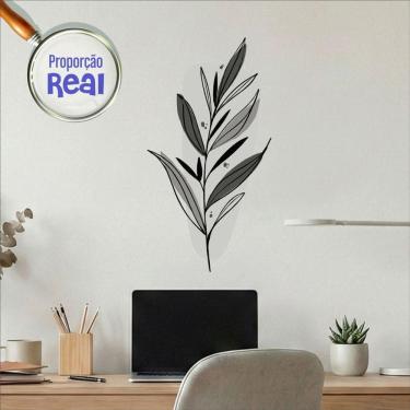 Imagem de Adesivo Floral Boho Cinza Estilo Nórdico 31x60 Minimalista Mod.03