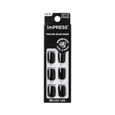 Imagem de (All Black) - KISS imPRESS Colour Press-On Manicure, Gel Nail Kit, PureFit Technology, Short Length, "All Black", Polish-Free Solid Colour Mani, Includes Prep Pad, Mini File, Cuticle Stick, and 30 Fake Nails