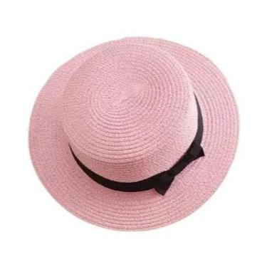 Imagem de Chapéu de Praia Feminino com Aba Plana e Laço - Boné de Palha Casual p