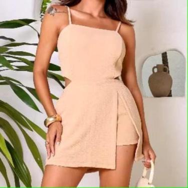 Imagem de Macaquinho Vestido Com Short e Saia Bojo Alças Reguláveis Elegante Rec