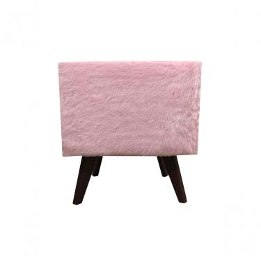 Imagem de Puff Pé Palito Quadrado Não é Segredo Astracan Pelúcia Rosa Pés Marrom 40x45