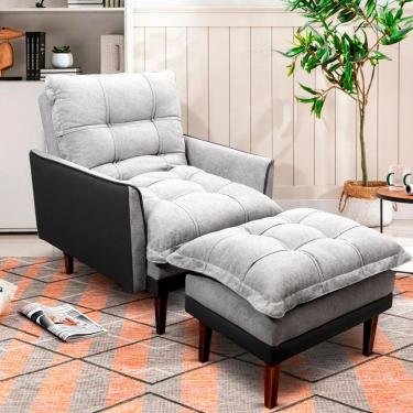 Imagem de Poltrona Reclinável Com Puff Catena Cinza - King House