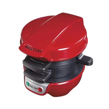 Imagem de Sanduicheira Máquina De Fazer Hambúrguer Elétrica Com Chapa Dupla 220V - Vermelho