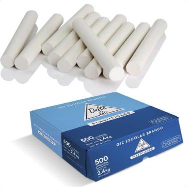 Imagem de Caixa Giz Escolar Branco Lousa Plastificado Cilíndrico Atóxico 500 uni