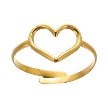 Imagem de Anel Em Forma De Coração Espiral Em Aço Inoxidável Dourado Para Mulher