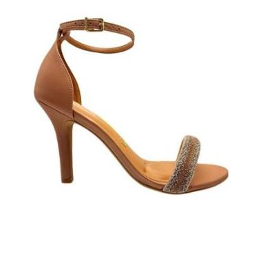 Imagem de Sandália Feminina Vizzano Salto Alto Fino Brilho 6249.1003 - Branco Off - 39-Feminino