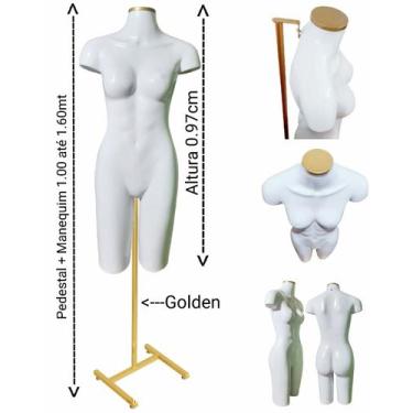Imagem de Manequim feminino (Meio corpo definido N.38) branco com tampa golden +