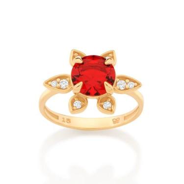 Imagem de Anel flor 18k VERMELHO 513014 Rommanel, Vermelho, 18