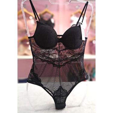 Imagem de Body de Renda com Bojo Vivíssima - Vivíssima Lingerie, 44, Preto