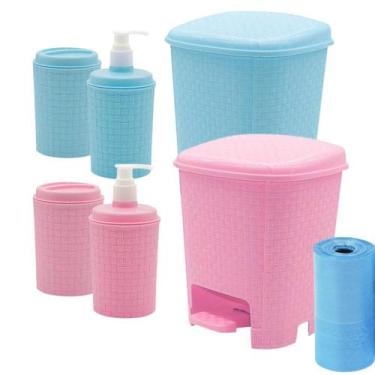 Imagem de Lixeira Infantil Com Porta Algodão Sabão Líquido Rattan - Mormino, AZU