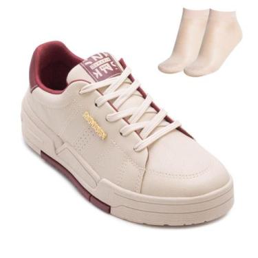 Imagem de Tênis Casual Ramarim BV e Meia RM26-26891, Bege, Vinho, 35