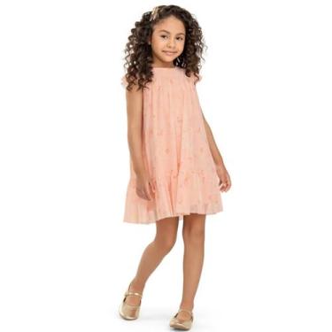 Imagem de Vestido Infantil Menina Verão Tule Flores - Angerô, Rosa, 14