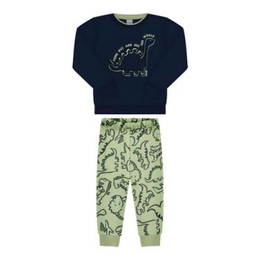 Imagem de Conjunto Moletom Menino Dinossauro Alakazoo Ref. 65227, Azul marinho, 