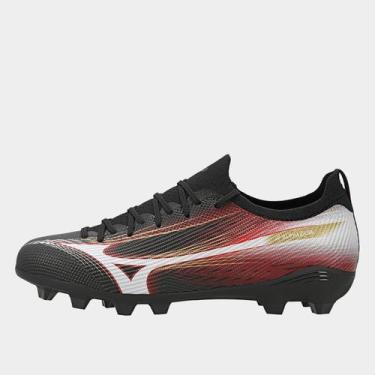 Imagem de Chuteira Campo Mizuno Alpha Club MD Masculina, Preto, Branco, 40
