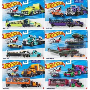 Imagem de Caminhão de Brinquedo Die-Cast Hot Wheels Cegonha com Carro Esportivo Escala 1:64 Mattel