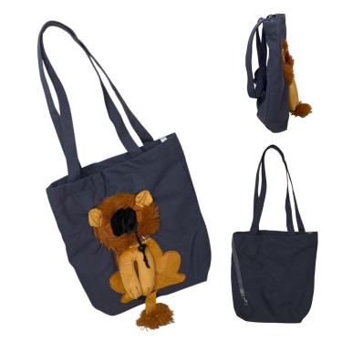 Imagem de Bolsa de Transporte para Pets Braslu BSL3905 Estampa Leão em Náilon Cinza 34CM