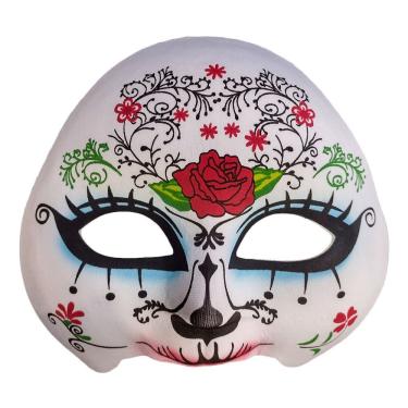 Imagem de Máscara Caveira Mexicana Meio Rosto de EVA com Tecido 20x17CM Extra Festas