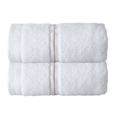 Imagem de Kit 2 Toalhas de Rosto Lázio 48x90CM 100% Algodão 500g-m2 Alta Absorção Branca e Rosé Kacyumara