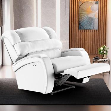 Imagem de Poltrona Reclinável Kylie Power Touch com Massagem Usb Pu Branco G23 Gran Belo