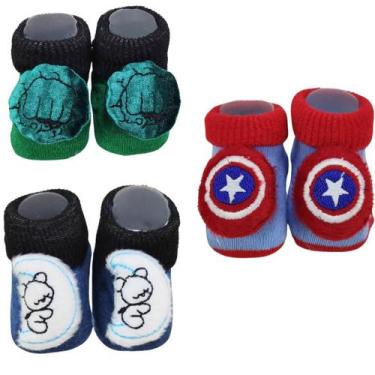 Imagem de Meia 3d bebê pantufa personagens com 3 pares menina e menino - Let Bab