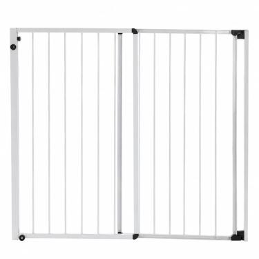 Imagem de Portão de Segurança Crianças e PET Altura 85cm x Largura 58 a 100cm Alumínio Branco